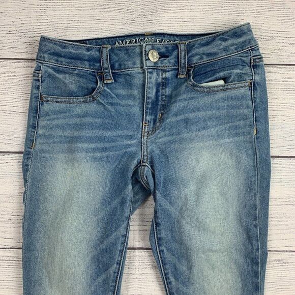American Eagle Jeans 4 Short Jegging Skinny Stretch Light Wash Inseam 27.5" - Picture 3 of 11